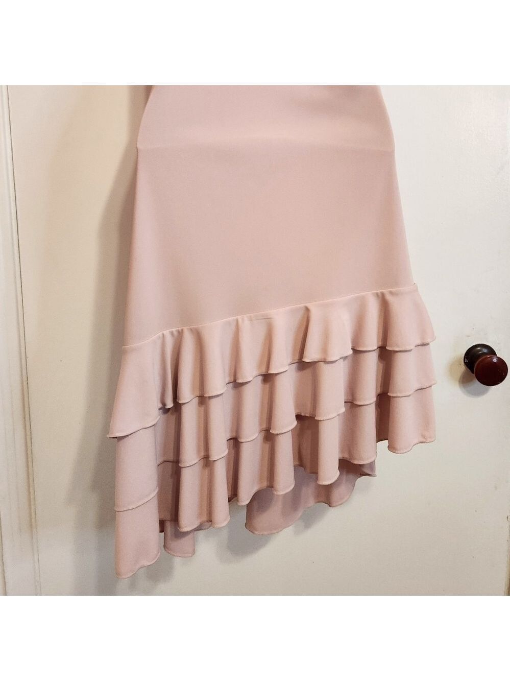 Express Y2K Strapless Shirred Ruffle Bodycon Knit Dress Pink Size 14 - Picture 6 of 10